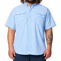 Camicia uomo M azzurro chiaro a maniche corte con tasche per attività outdoor