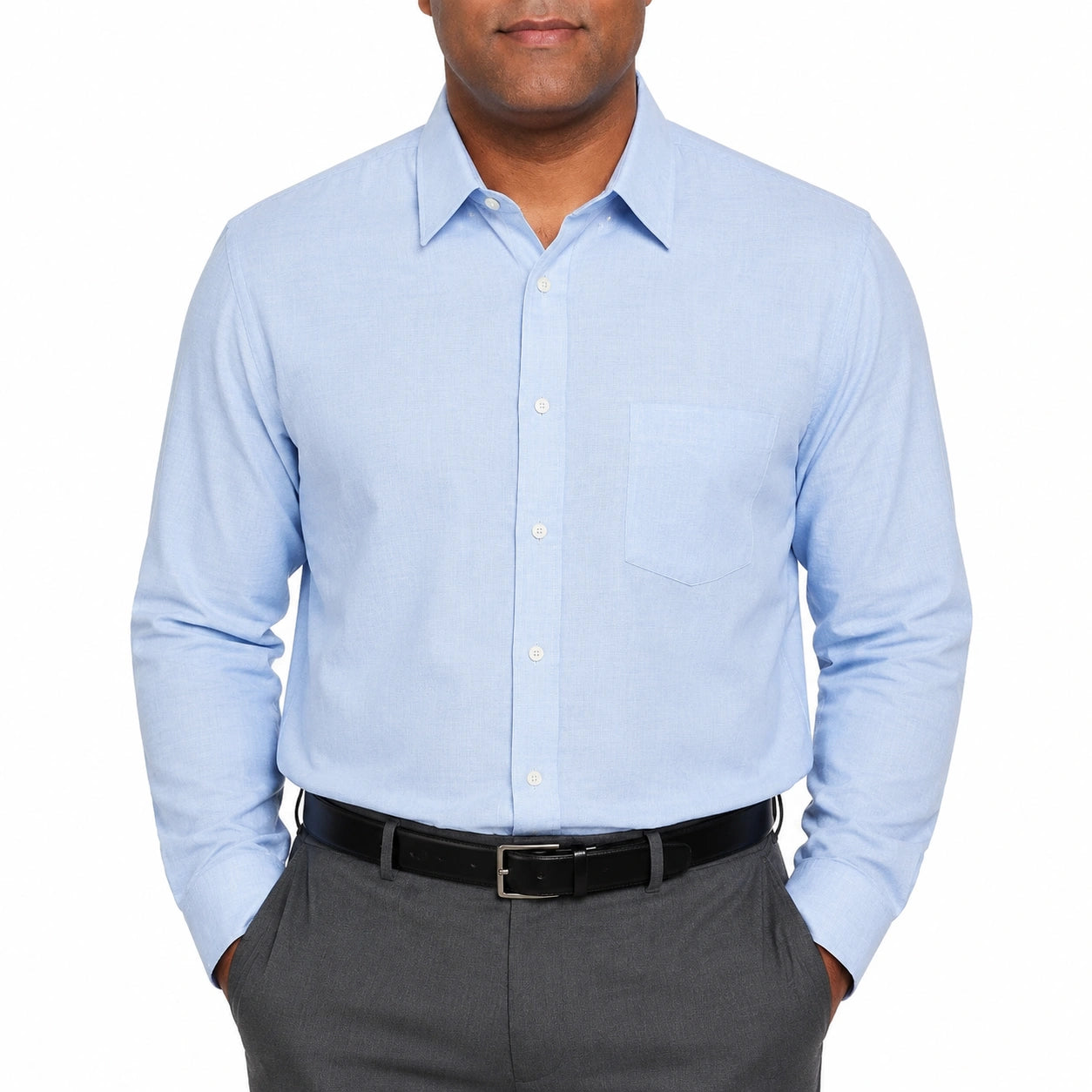 Camicia da uomo taglia L in tessuto azzurro chiaro a maniche lunghe stile classico