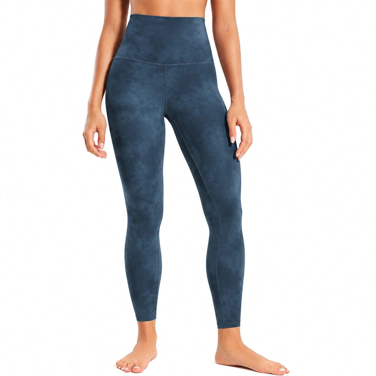 Leggings donna taglia S elasticizzati blu petrolio a vita alta per allenamento