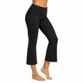 Pantaloni yoga donna S neri in tessuto elasticizzato a vita alta svasati