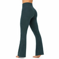 Leggings donna M in tessuto elasticizzato verde petrolio per fitness a zampa