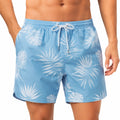 Costume da bagno uomo M azzurro in tessuto sintetico con stampa tropicale - pantaloncino mare con coulisse