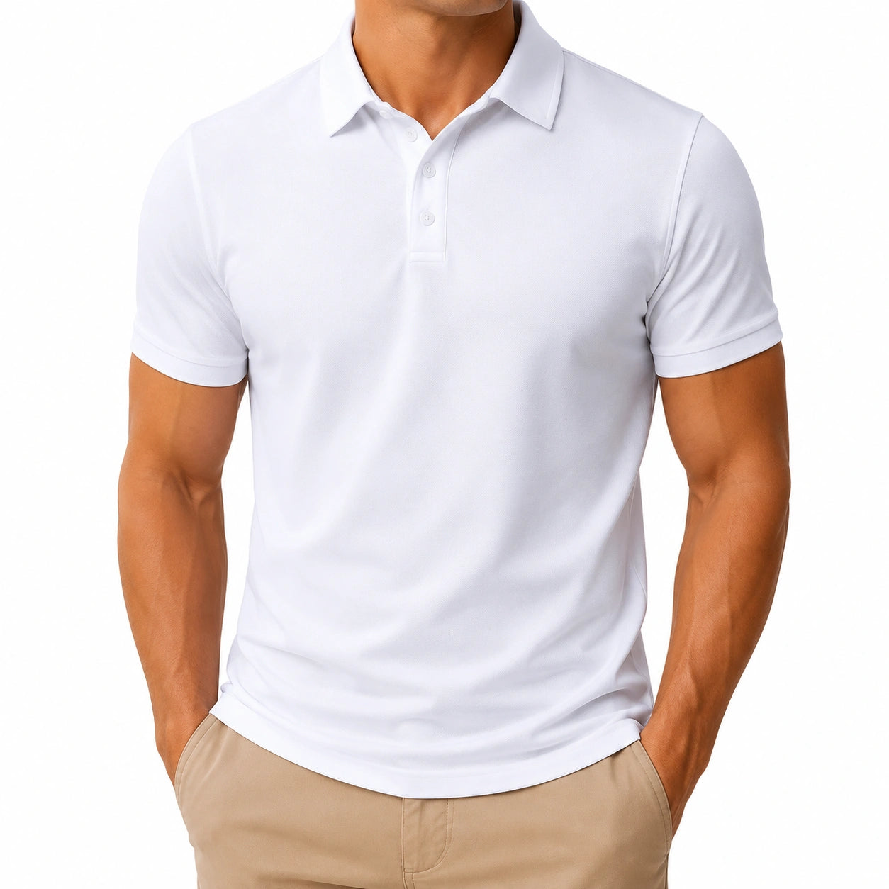 Polo uomo taglia M bianca in tessuto a maglia a maniche corte stile casual