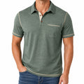 Polo uomo taglia M in tessuto verde mélange con taschino stile casual