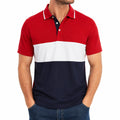 Polo da uomo L in tessuto piqué rosso bianco blu navy a maniche corte