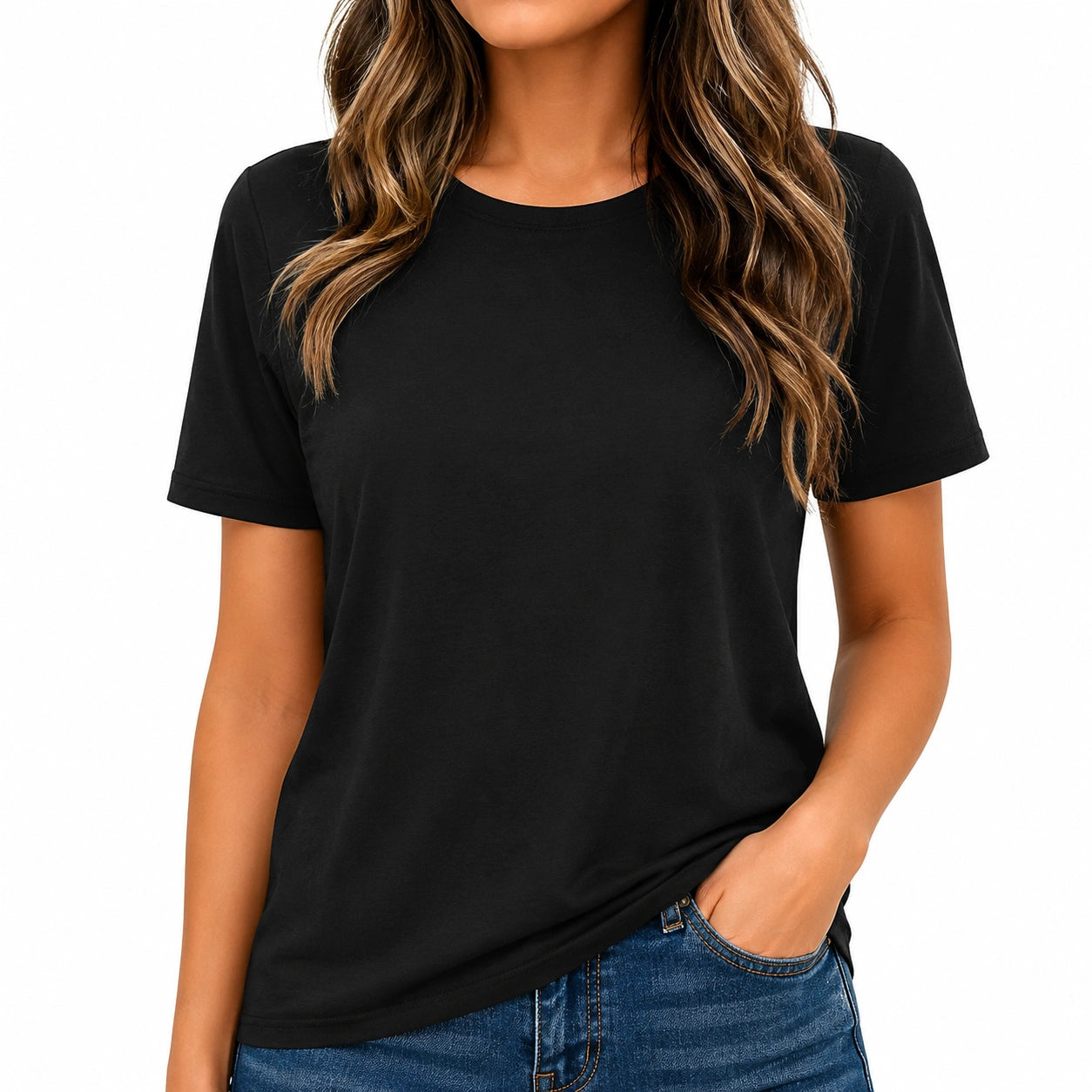 T-shirt donna taglia S in tessuto nero per uso quotidiano stile basic