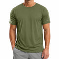 T-shirt sportiva uomo M in tessuto tecnico verde oliva a maniche corte
