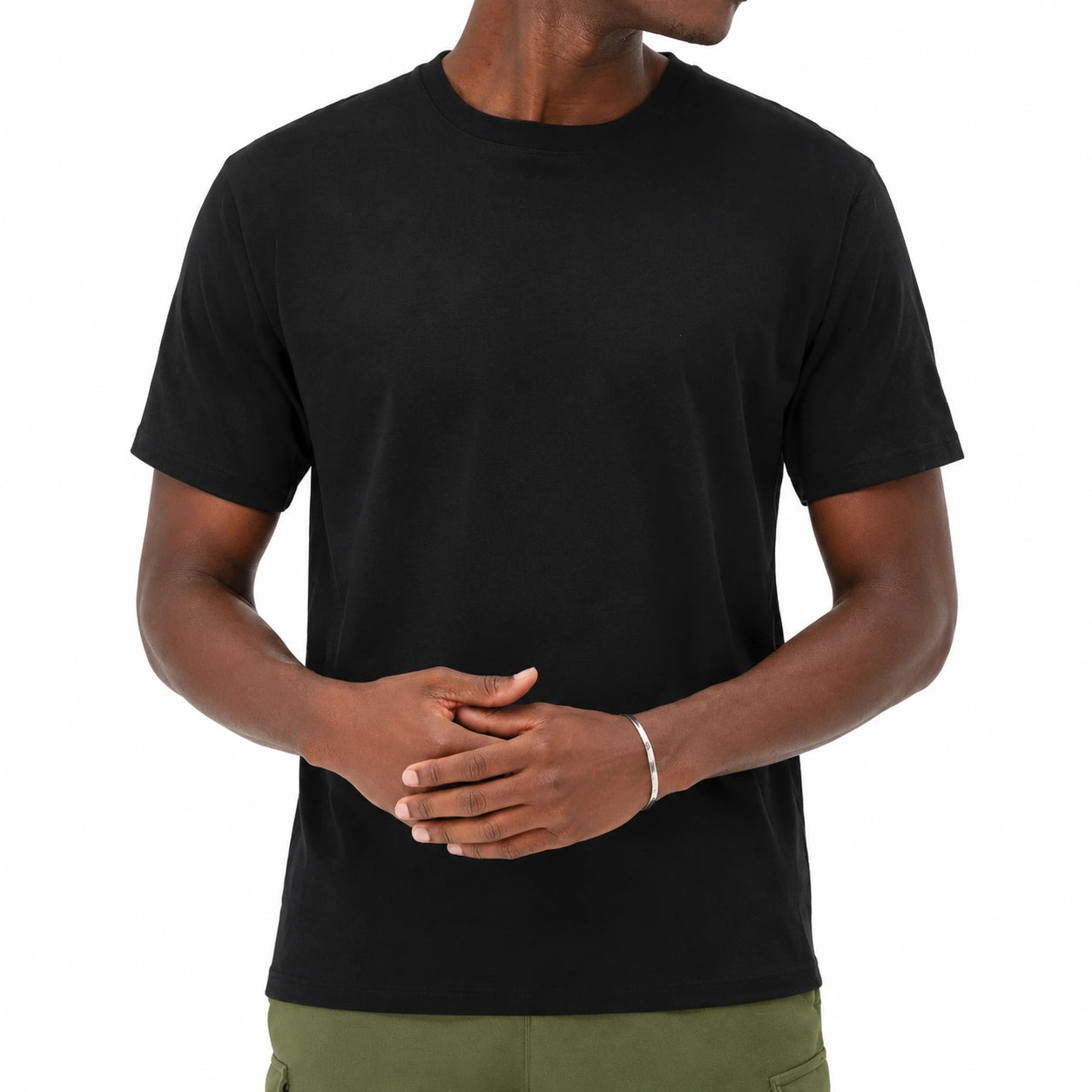 T-shirt uomo M nera in tessuto a maniche corte - girocollo essenziale